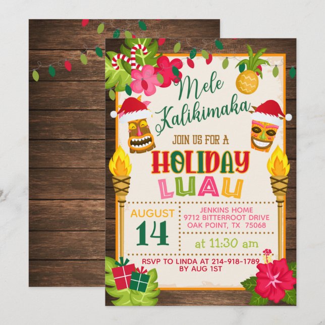 Holiday Luau Invitation (Front/Back)