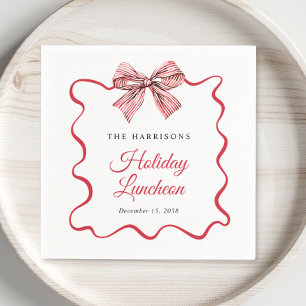 Holiday Luncheon Red Striped Coquette Bow Napkin