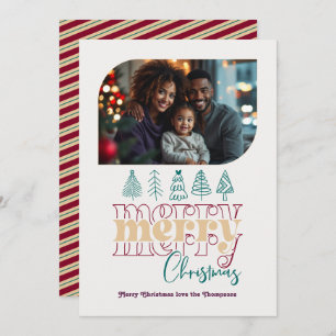 Holiday Luxe Modern Retro Doodle Christmas Photo