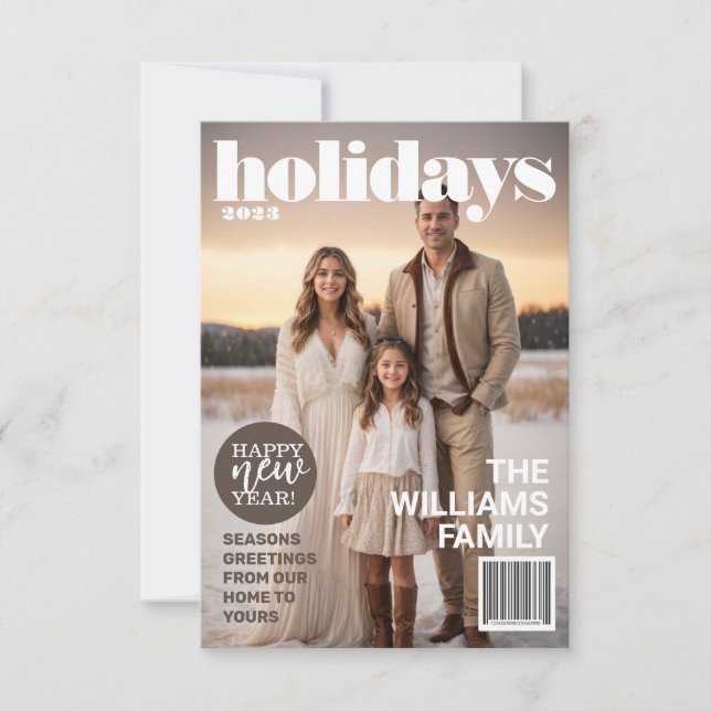 Holiday Magazine Themed Christmas Card (Front)