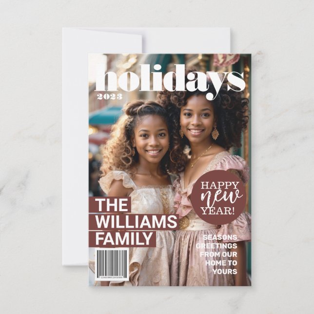 Holiday Magazine Themed Christmas Card (Front)