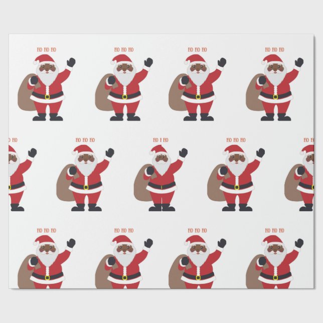 Holiday Magic African American Santa Wrapping Paper (Seam)