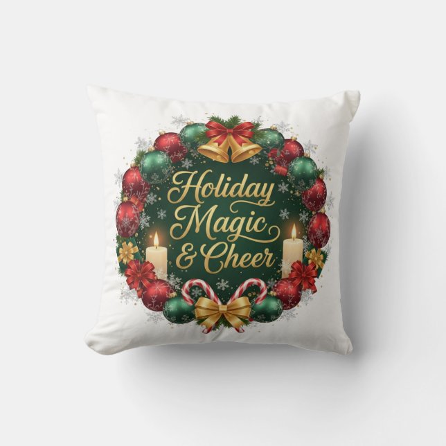 Holiday Magic & Cheer Festive Christmas  Cushion (Front)