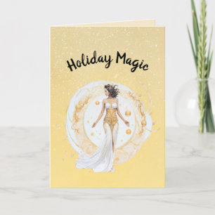 Holiday Magic Christmas Card with Woman