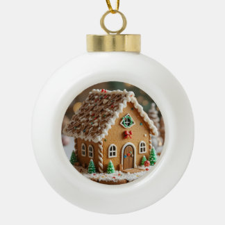 Holiday Magic in a Sugar Cottage Ceramic Ball Christmas Ornament