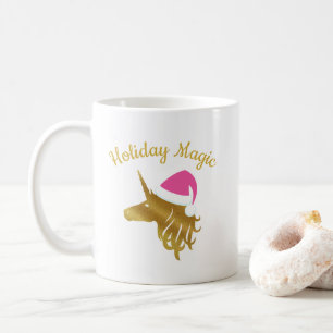 Holiday Magic Unicorn Christmas Mug in Pink