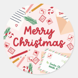 Holiday Mail & Letters to Santa - Merry Christmas Classic Round Sticker