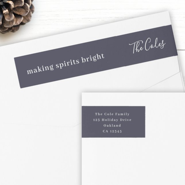 Holiday Mail Wrap Label | Making Spirits Bright (Add cheer to your mail with this minimalist holiday wrap around label)