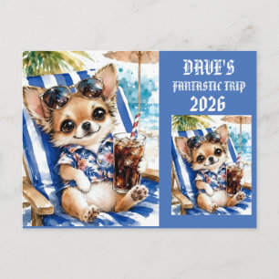 Holiday Male Chihuahua Beach Relaxation Postcard