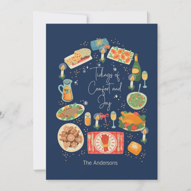 Holiday Meal Tidings Of Comfort & Joy Holiday Card (Front)