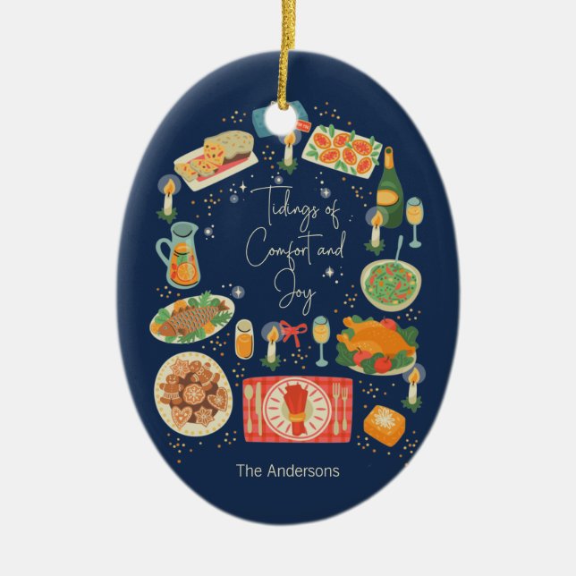 Holiday Meal Tidings Of Comfort & Joy Holiday Ceramic Tree Decoration (Front)