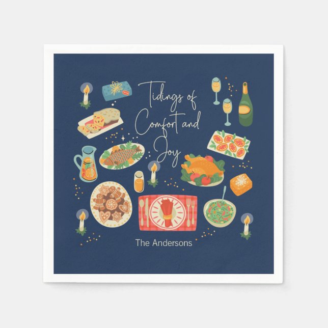 Holiday Meal Tidings Of Comfort & Joy Holiday Napkin (Front)