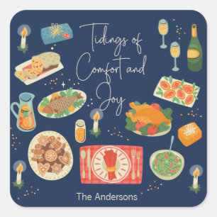 Holiday Meal Tidings Of Comfort & Joy Holiday Square Sticker