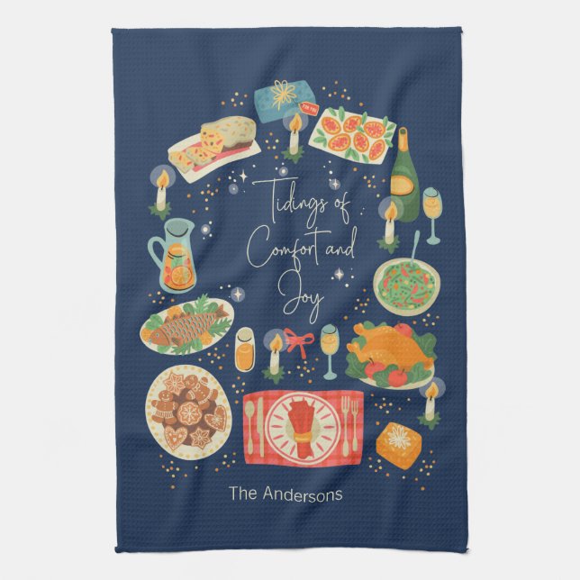 Holiday Meal Tidings Of Comfort & Joy Holiday Tea Towel (Vertical)