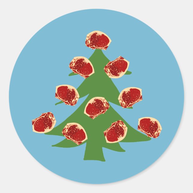 Holiday Meat Tree Classic Round Sticker (Front)