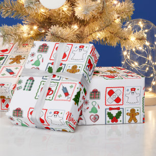 Holiday Medical with Stethoscope Christmas Nurse Wrapping Paper