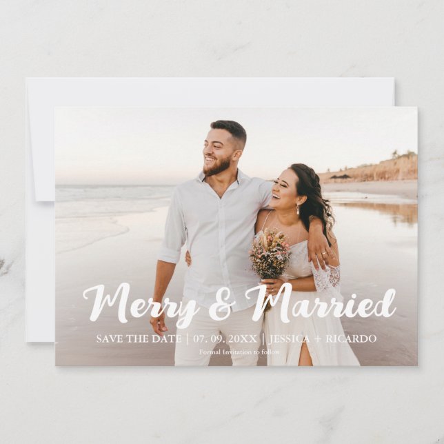 Holiday Merry and married christmas save the date  (Front)