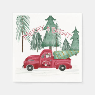 Holiday Merry Bright Gnomes Christmas Party Forest Napkin