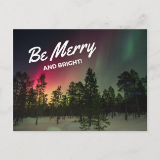 Holiday Merry & Bright Northern Lights Postcard