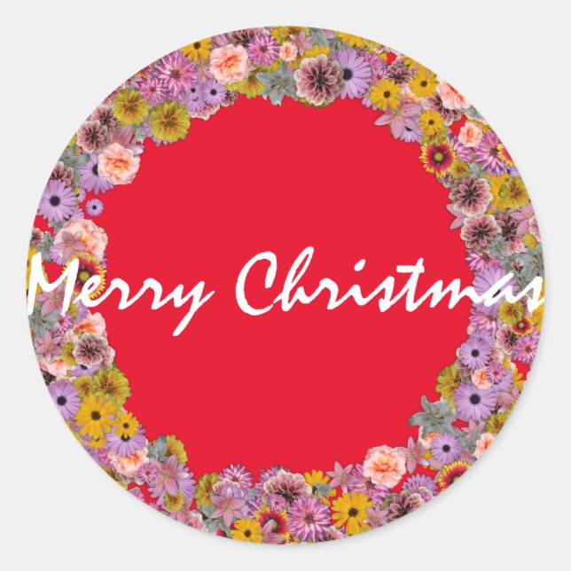 Holiday Merry Christmas Classic Round Sticker (Front)
