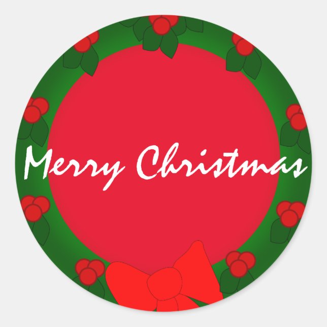 Holiday Merry Christmas Classic Round Sticker (Front)