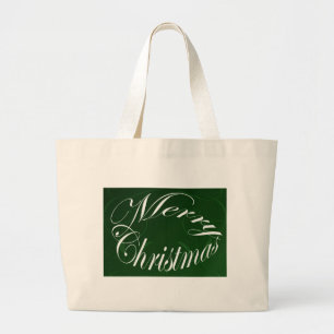Holiday Merry Christmas Matching Green Items Large Tote Bag