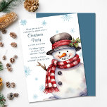 Holiday Merry Christmas Party Snowman Invitation<br><div class="desc">Embrace the winter wonderland spirit with this holiday snowman Christmas party invitation! This festive card sets the scene with a charming snowman and gently falling snow, capturing the magic of the season. The details are fully customisable, ensuring your get-together is just right. Gather your loved ones for a joyous celebration,...</div>