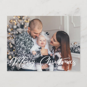 Holiday Merry Christmas Script Photo Postcard