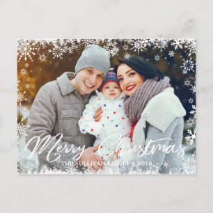 Holiday Merry Christmas Snowflake Photo Postcard