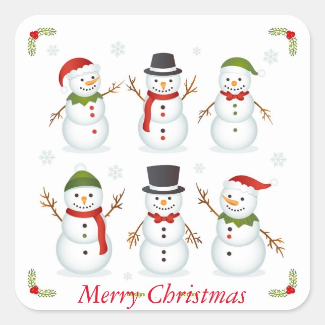 Holiday Merry Snowmen Stickers (Front)