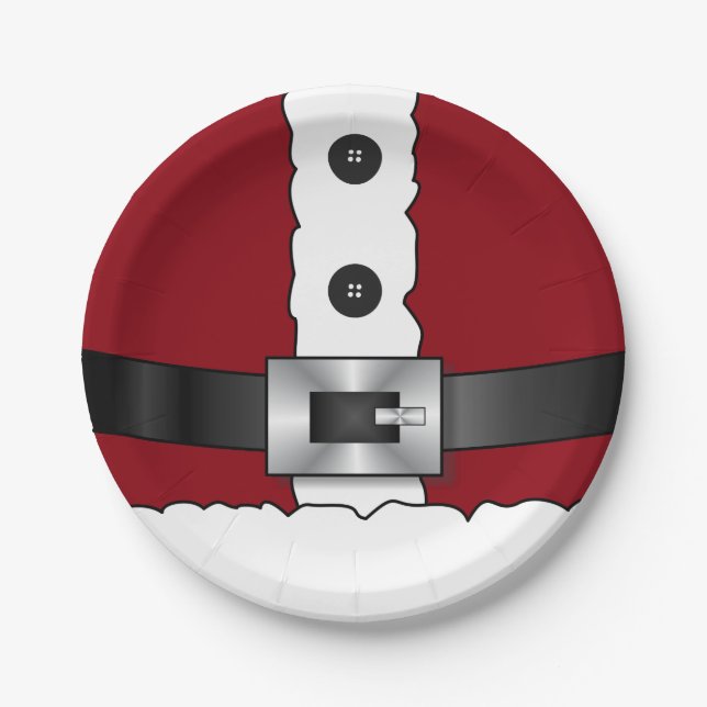 holiday merry xmas christmas party Santa Claus Paper Plate (Front)