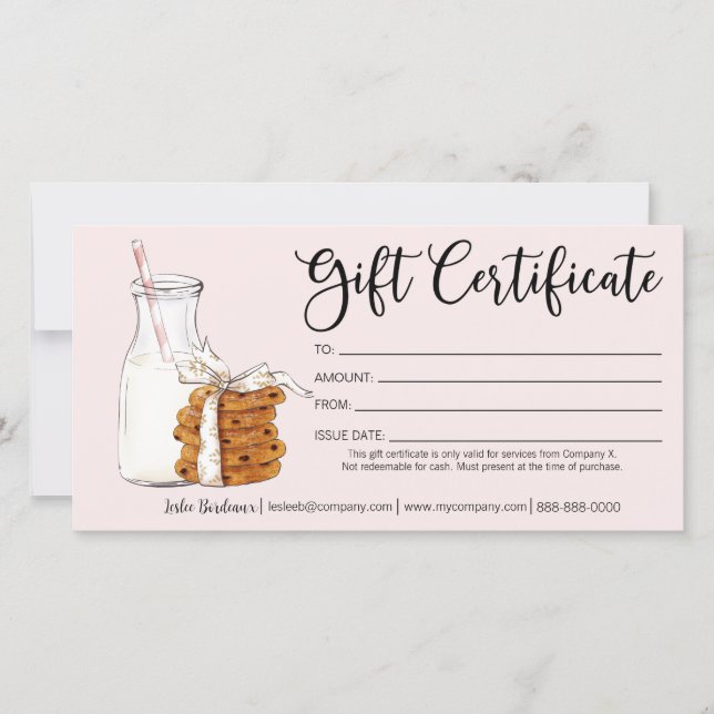 Holiday Milk and Cookies Gift Certificate (Front)