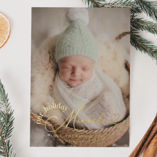 Holiday Miracle Elegant Script Birth Announcement (Creator Uploaded)