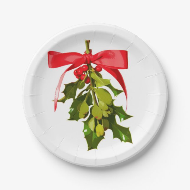 holiday mistletoe paper plate (Front)