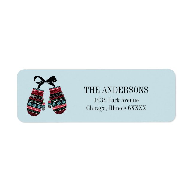 Holiday Mittens Warm Wishes Address Label (Front)