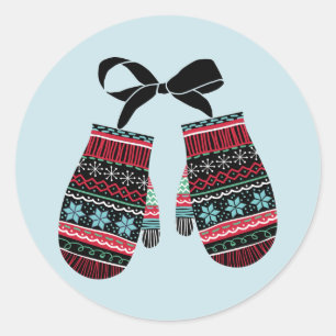 Holiday Mittens Warm Wishes Christmas Sticker