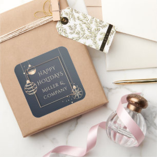 Holiday Modern Chic Corporate Christmas Square Sticker