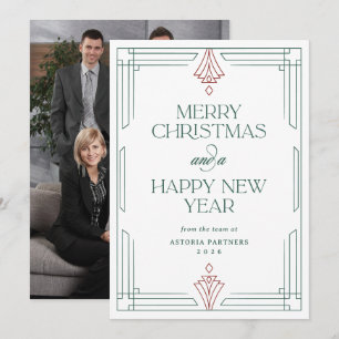 Holiday Modern Deco Elegant Corporate Christmas Card