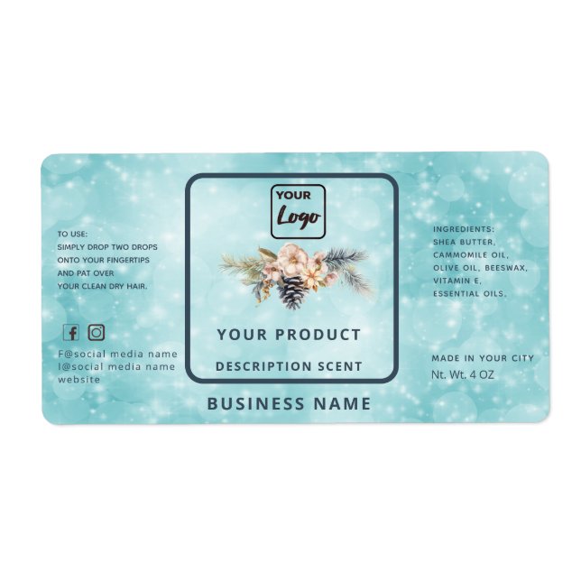 Holiday modern elegant  sparkle product label (Front)