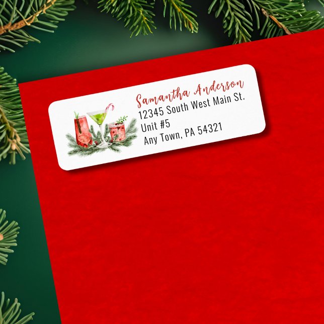 Holiday Modern Festive Cocktails Return Address (Creator Uploaded)