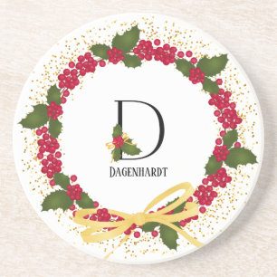 Holiday Monogram Initial D Personalised Coaster