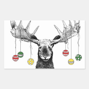 Holiday Moose Rectangular Sticker