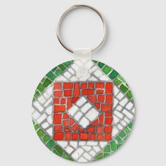 HOLIDAY MOSAIC Aluminium Circle Keychain (Front)