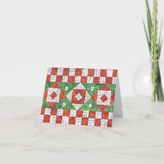 Holiday Mosaic Christmas Note Card (Front)