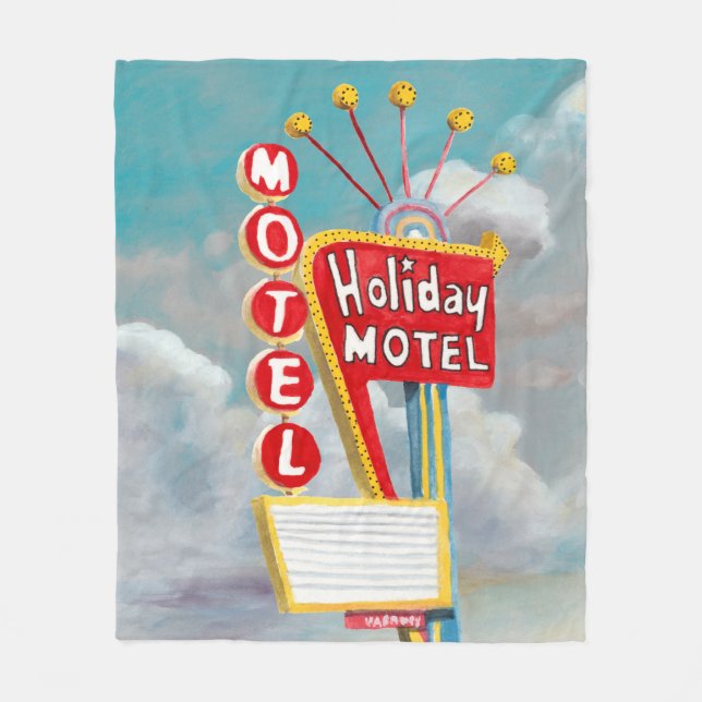 Holiday Motel Sign Fleece Blanket (Front)