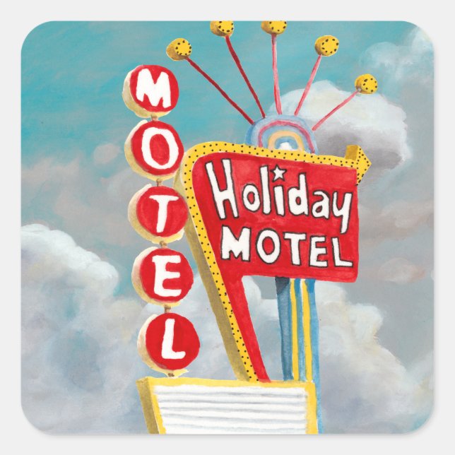 Holiday Motel Sign Square Sticker (Front)