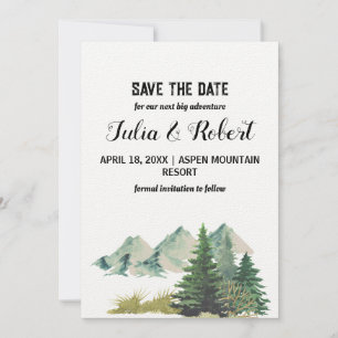 Holiday Mountain Pine Tree Outdoor Save the Date Invitation