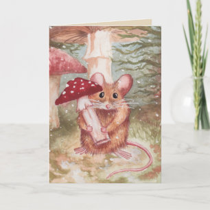 Holiday Mouse and Mushroom Card