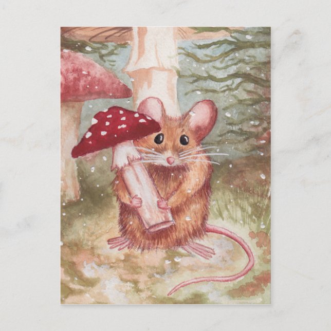 Holiday Mouse and Mushroom Postcard (Front)
