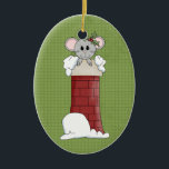 Holiday Mouse Ceramic Christmas Ornament<br><div class="desc">Text can be added to this ornament to make a personalised holiday gift. If you need help,  just click on the contact link above to send the designer a personal detailed message.</div>
